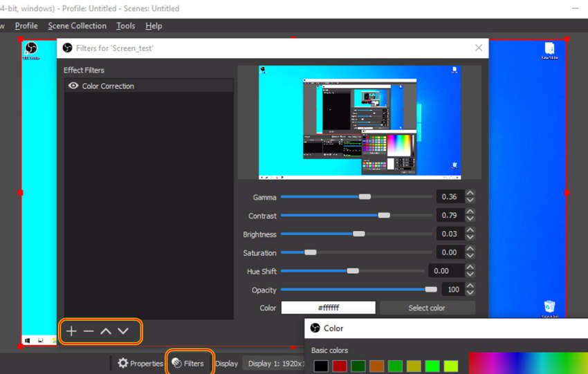 Startbildschirm von OBS Studio