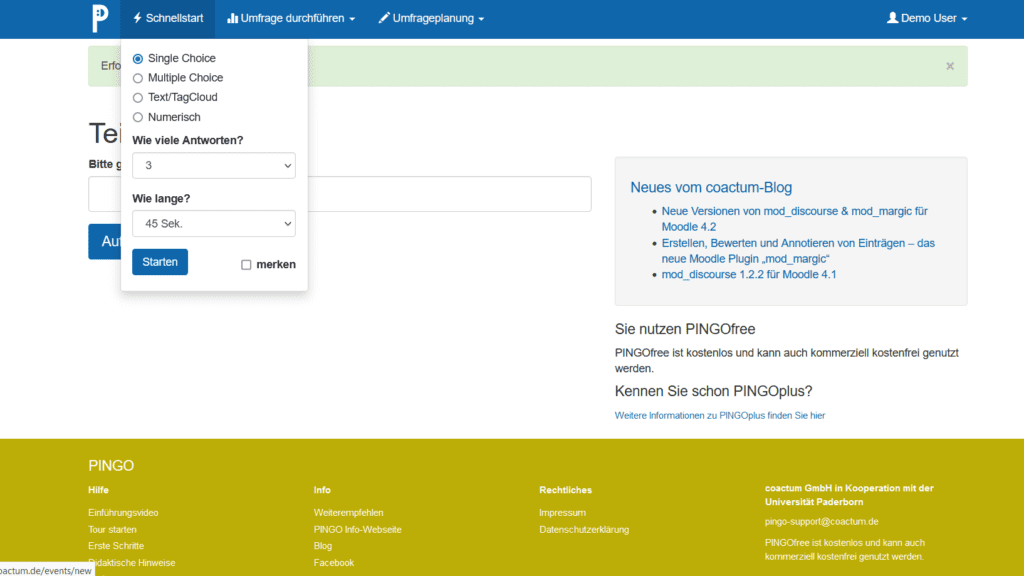 (1) Screenshot PINGO Schnellstart