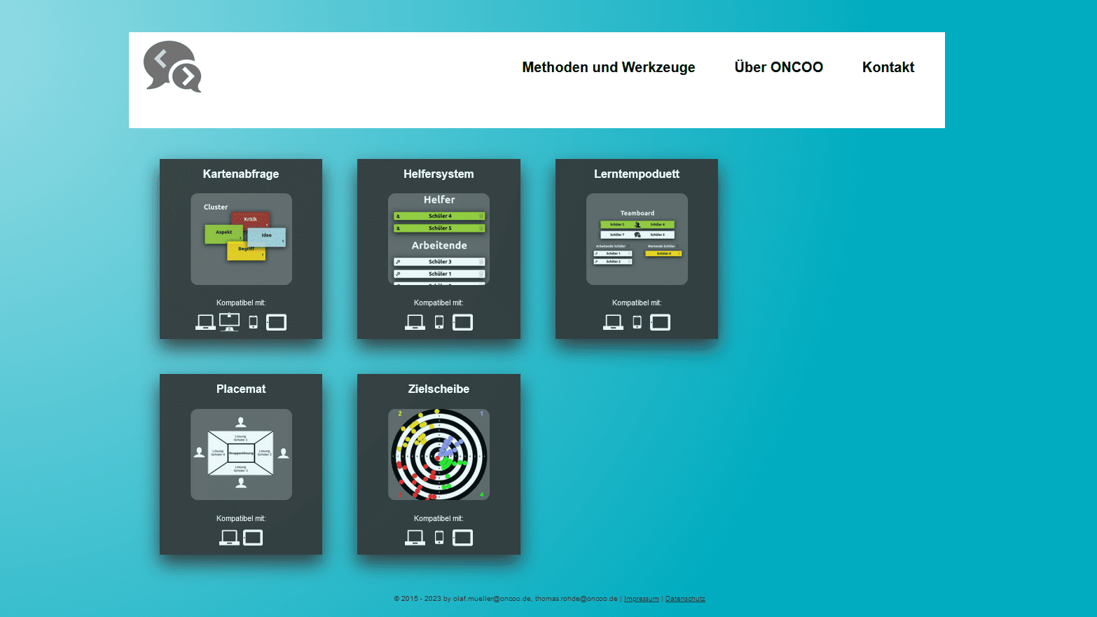 Übersicht über Methoden und Werkzeuge des Tools ONCOO