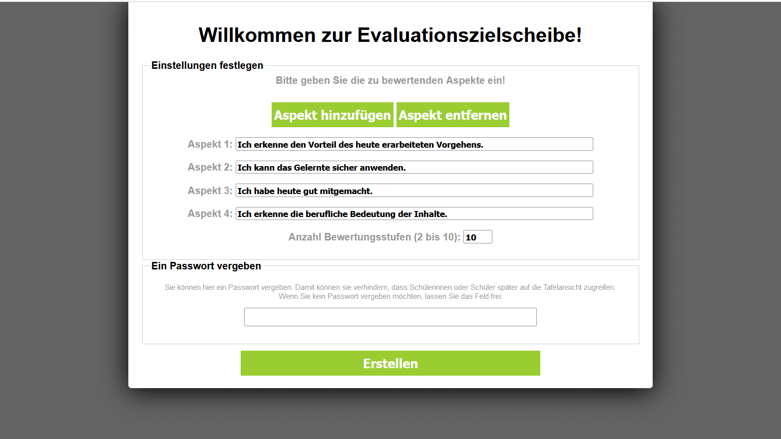 Zielscheibe des Tools ONCOO