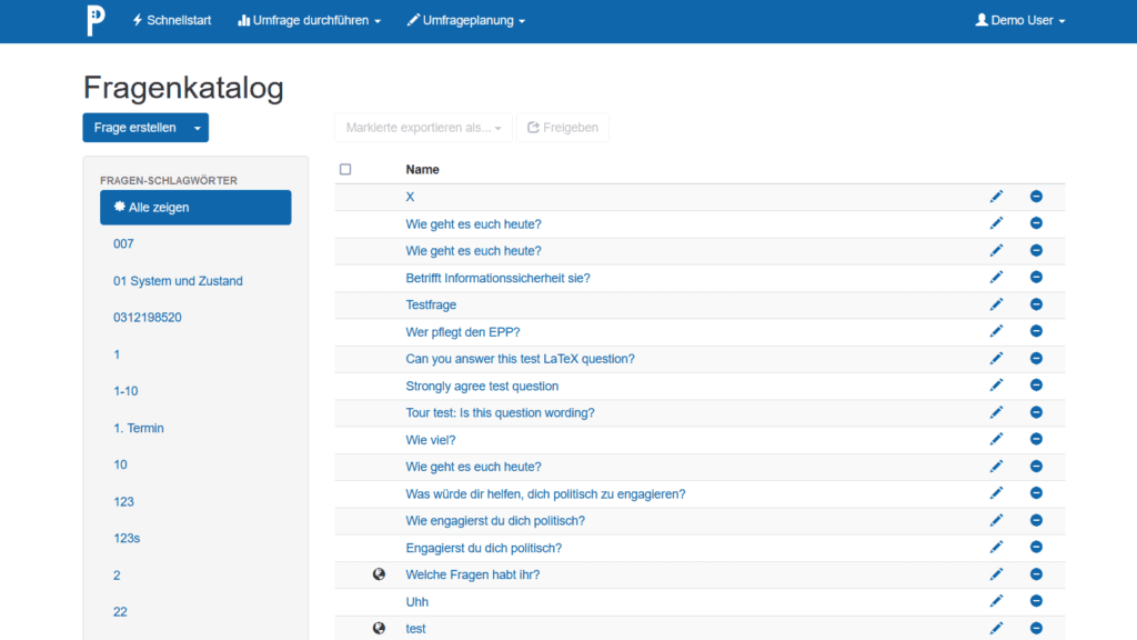 (4) Screenshot PINGO Umfragenliste