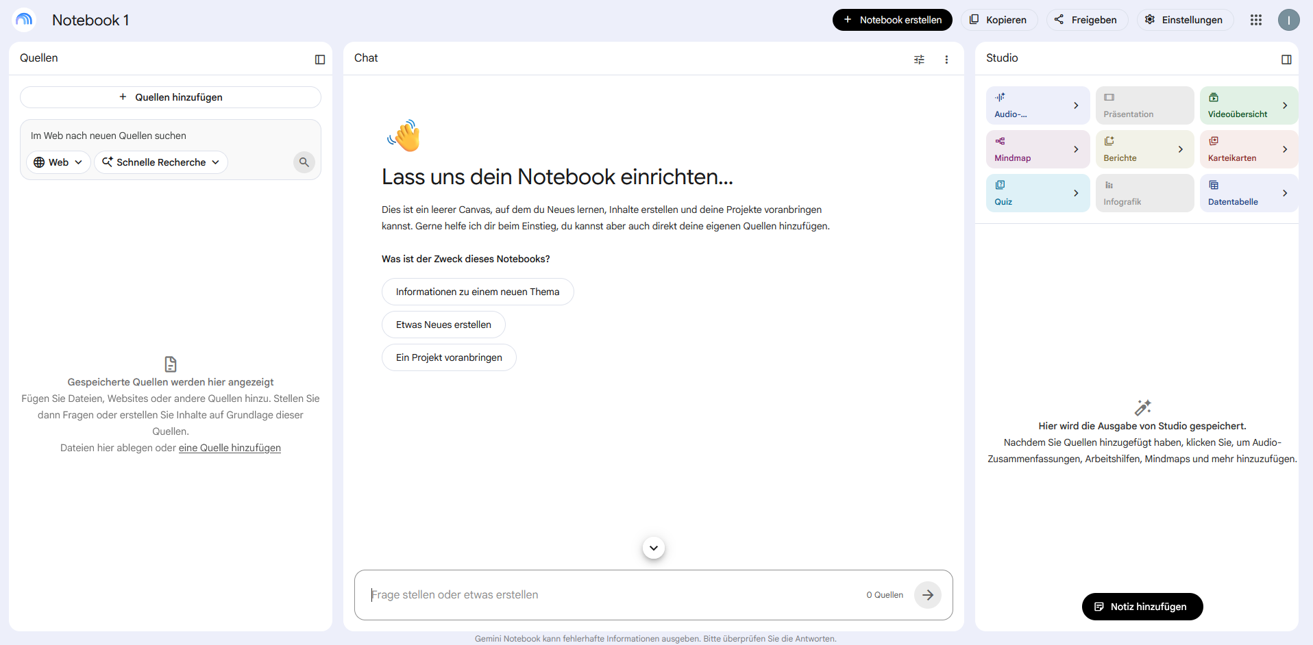 A screenshot of the NotebookLM user interface.