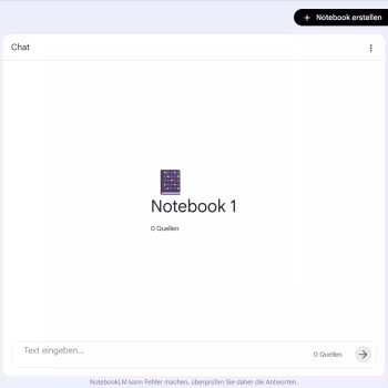Ein Screenshot der Benutzeroberfläche von NotebookLM.